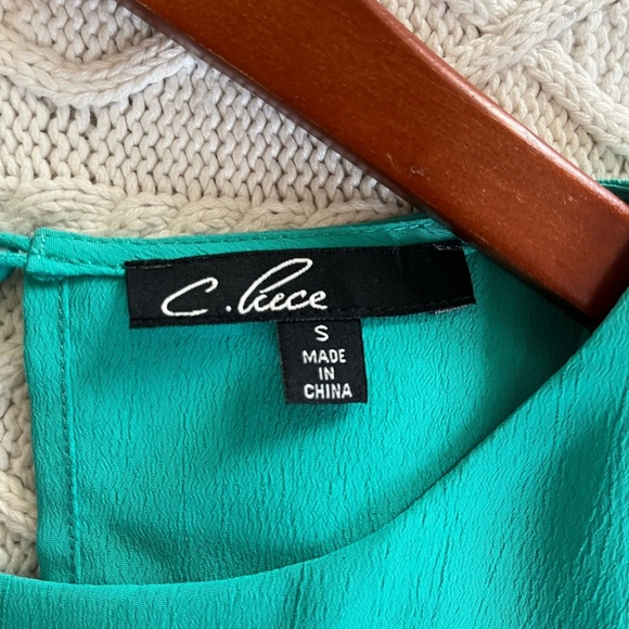 C. Luce Designer Turquoise Sleeveless Layered Blouse Women’s Size Small - Picture 10 of 12